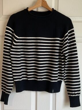 Finisterre Kenwyn navy ecru jumper 8 UK / 4 US